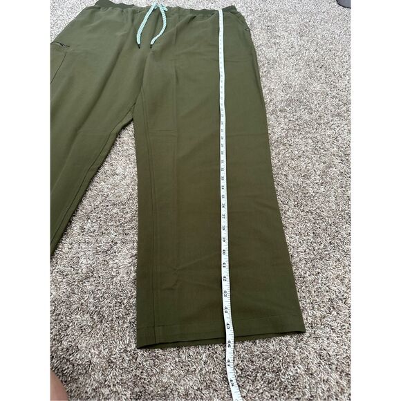 Jaanuu Women’s Plus Size 3X 4-Pocket Relaxed Essential Pants Scrubs Khaki Green - Picture 11 of 13